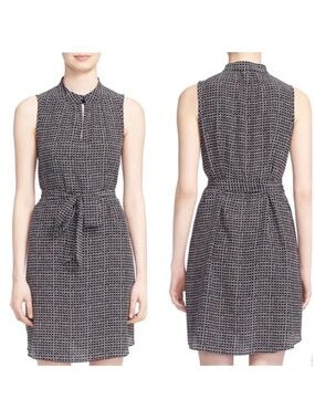 KATE SPADE NEW YORK Parker Dot' Sleeveless Silk Tie Waist Dress Black Size XS
